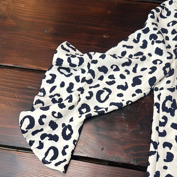 Mud Pie Black and White Leopard Long Sleeve Dress - Picture 4 of 7